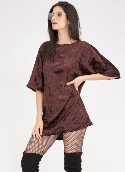 Crush Hour Crinkled Velvet Shirt Dress