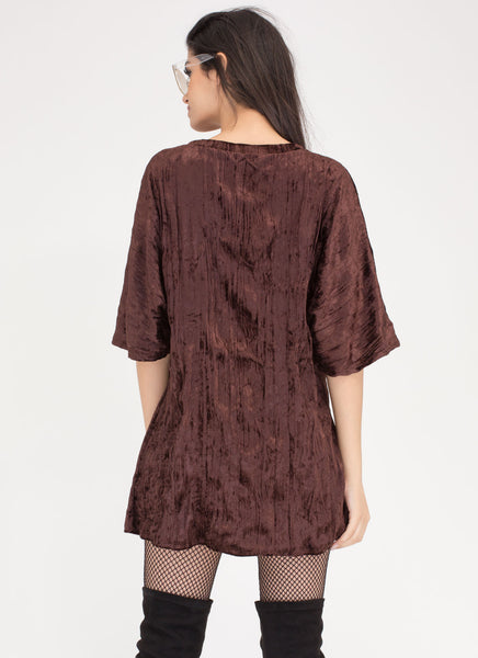 Crush Hour Crinkled Velvet Shirt Dress