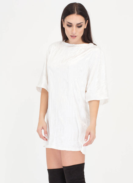 Crush Hour Crinkled Velvet Shirt Dress