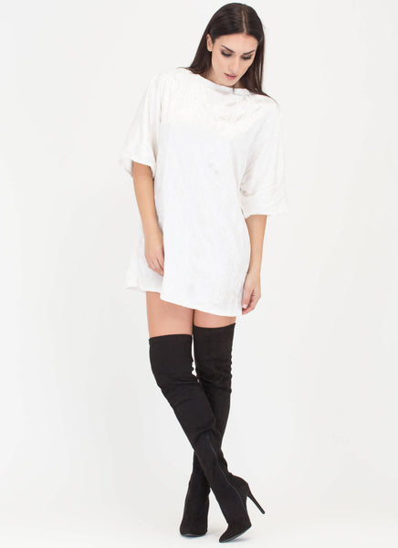 Crush Hour Crinkled Velvet Shirt Dress