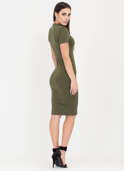 Feeling The High Neck Midi Dress