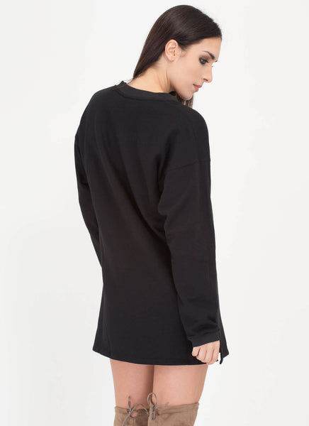 Liking Lace-Up Sweatshirt Dress