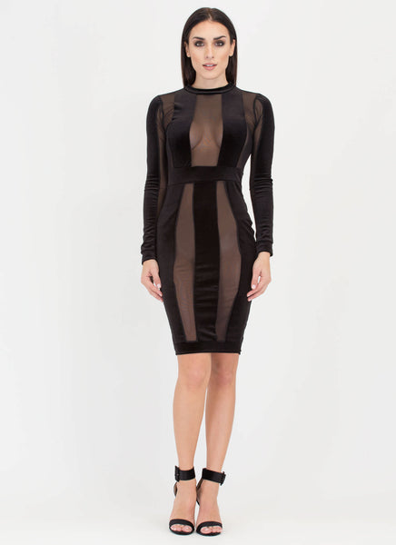 Earn Your Stripes Sheer Velvet Dress