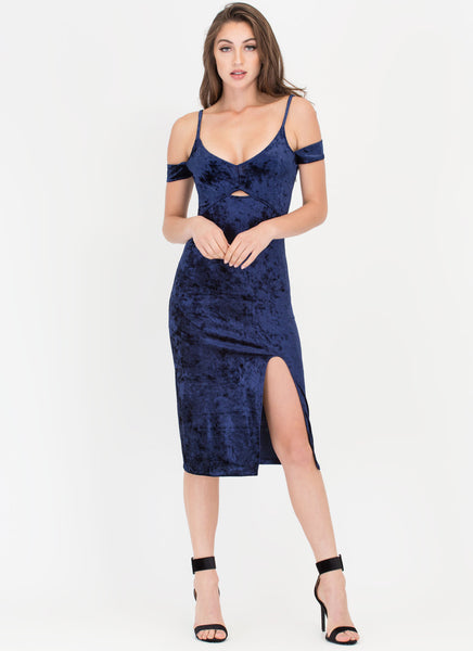 Crushing This Velvet Cold-Shoulder Dress