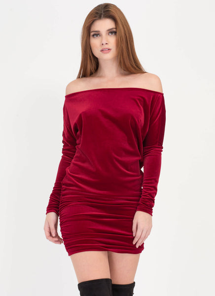 Festive Feels Ruched Velvet Dress