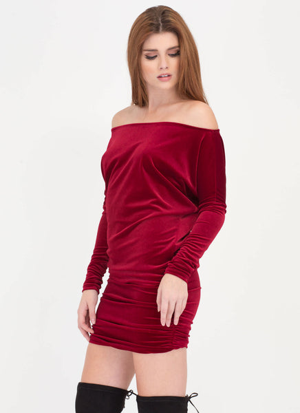 Festive Feels Ruched Velvet Dress