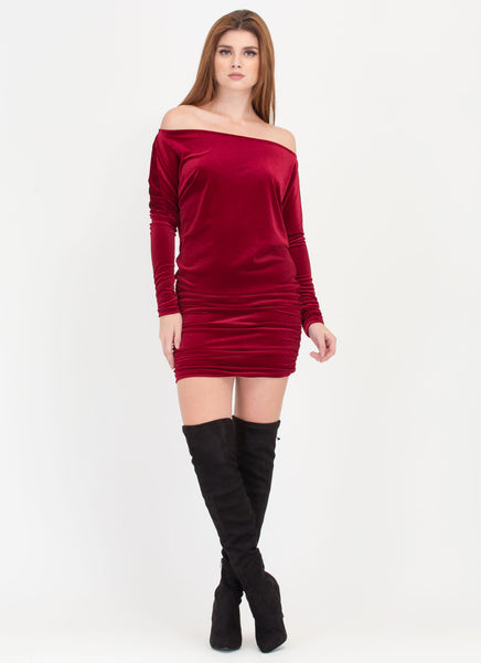 Festive Feels Ruched Velvet Dress