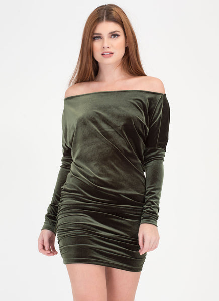 Festive Feels Ruched Velvet Dress