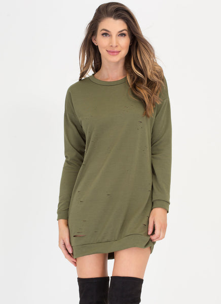 Slits Bound To Happen Sweatshirt Dress