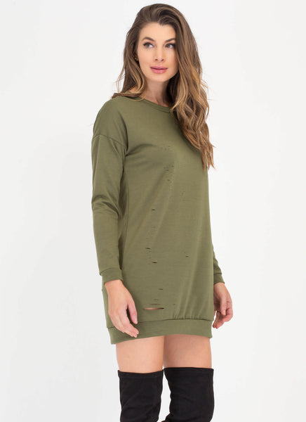 Slits Bound To Happen Sweatshirt Dress