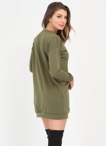 Slits Bound To Happen Sweatshirt Dress