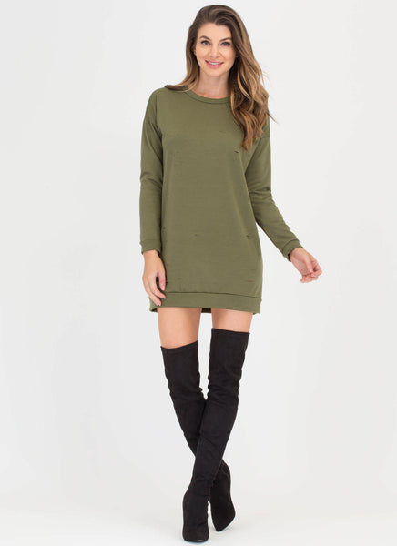 Slits Bound To Happen Sweatshirt Dress