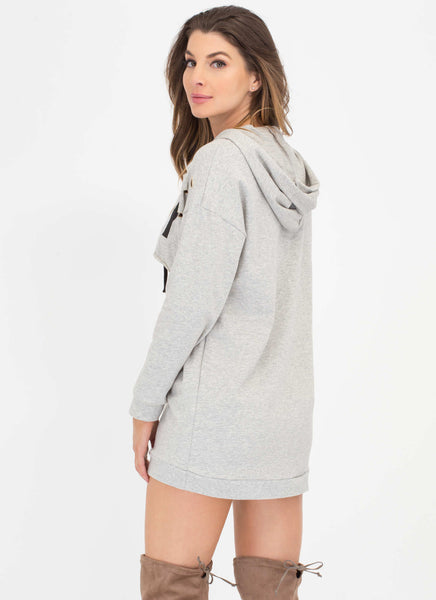 Hole Army Hooded Sweatshirt Dress