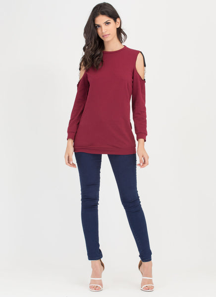 Hold Up Cold Shoulder Sweatshirt Dress