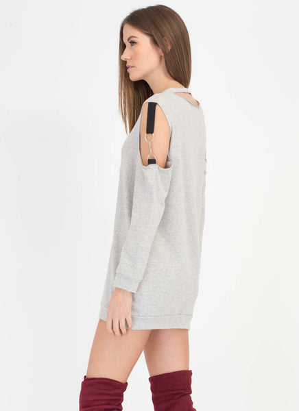 Hold Up Cold Shoulder Sweatshirt Dress