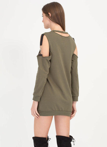 Hold Up Cold Shoulder Sweatshirt Dress