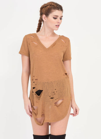 Cover Your Bases Distressed Tee Dress