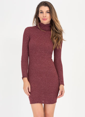 Knit Girl Marled Turtleneck Dress