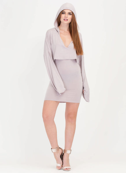 Two Good Hooded Draped Minidress