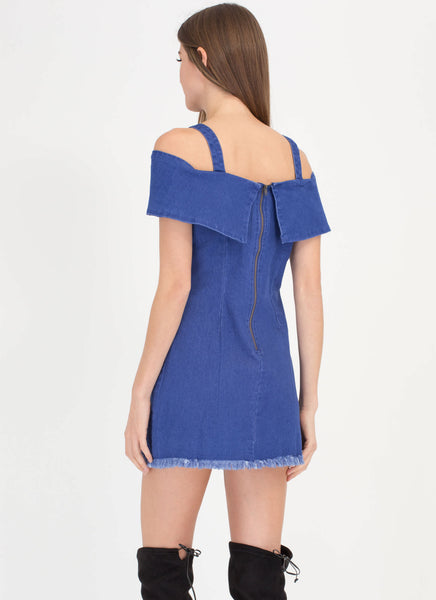 Dreaming In Denim Cold-Shoulder Dress