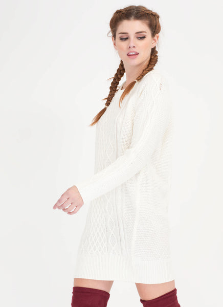 Warmest Regards Cable Knit Sweater Dress