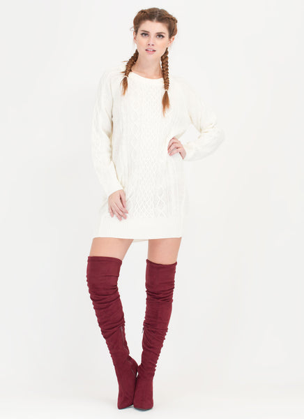 Warmest Regards Cable Knit Sweater Dress