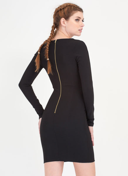 I'm Hooked Plunging Clasp Midi Dress