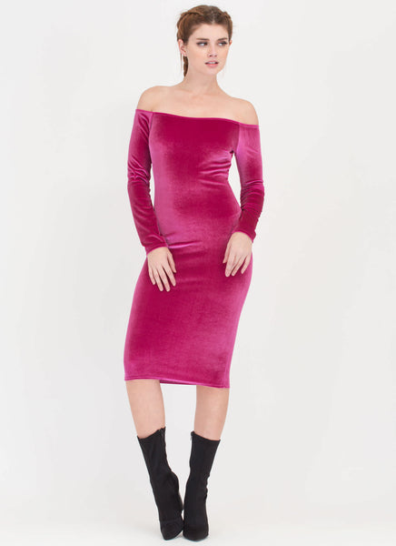 Plush It Velvet Off-Shoulder Midi Dress