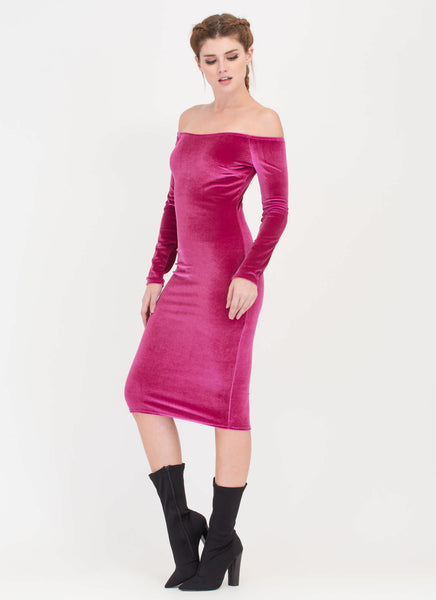 Plush It Velvet Off-Shoulder Midi Dress