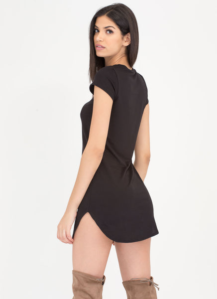 Let's Lace Up Plunging Grommet Dress