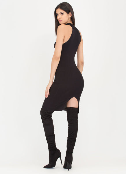 Just A Hint Lace-Up Bodycon Dress