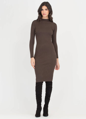 High And Mighty Rib Knit Midi Dress