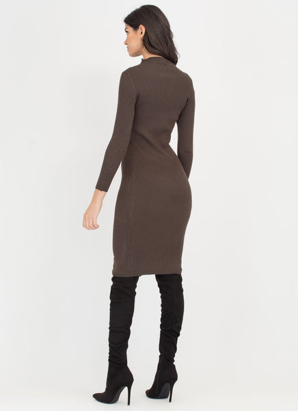 High And Mighty Rib Knit Midi Dress