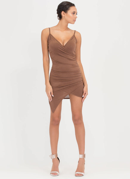 Call It A Night Ruched Wrap Dress