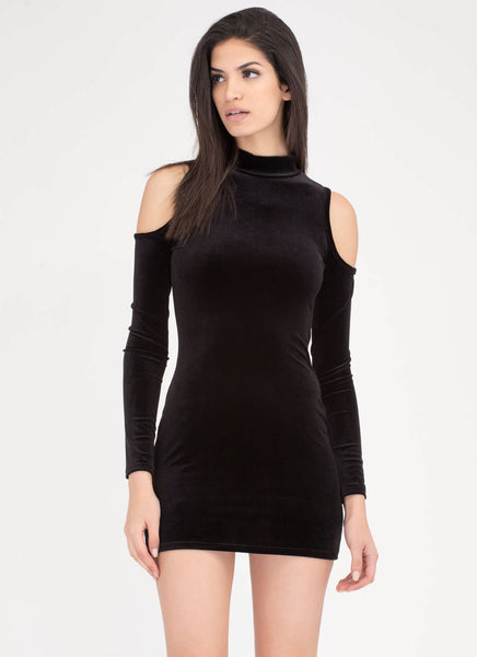 90s Bae Cold Shoulder Velvet Dress