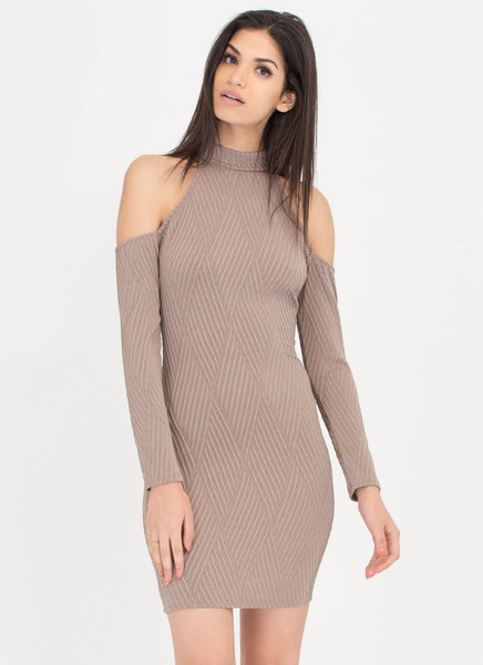 Cut The Lines Cold-Shoulder Dress