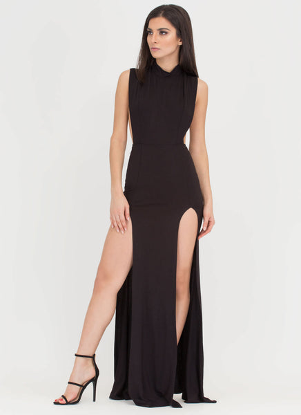 Double Vision Sheer 'N Slit Maxi Dress