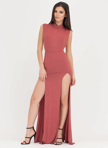 Double Vision Sheer 'N Slit Maxi Dress