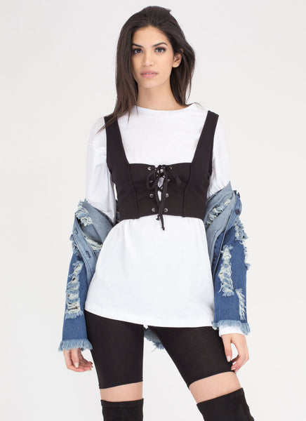 Corset Of Action Lace-Up Crop Top