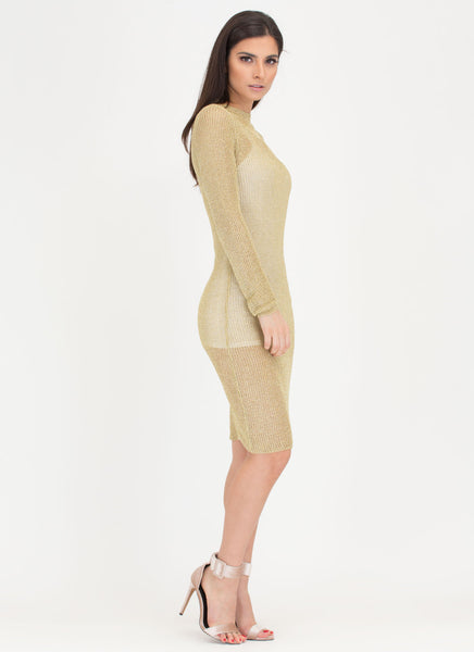 Chic Armor Knit Metallic Midi Dress