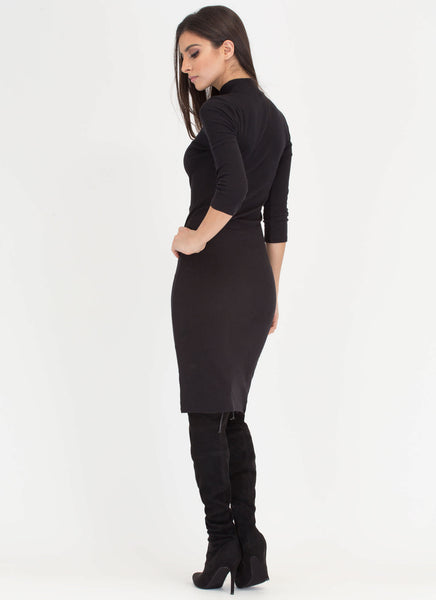 Back To Basics Ribbed Mockneck Dress