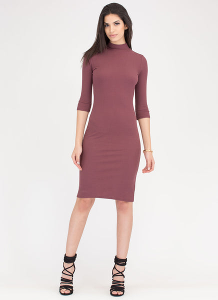 Back To Basics Ribbed Mockneck Dress