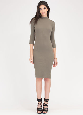 Back To Basics Ribbed Mockneck Dress