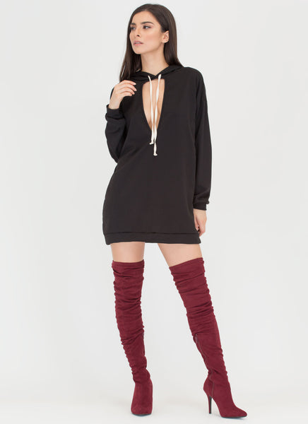 Double Whammy Cut-Out Hoodie Dress