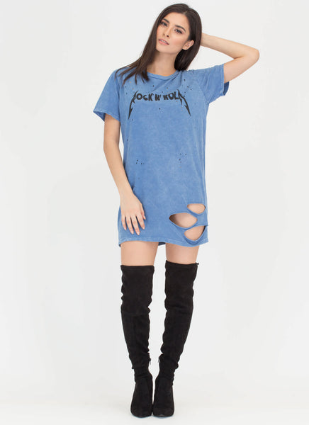 Stage Presence Distressed Tee Dress