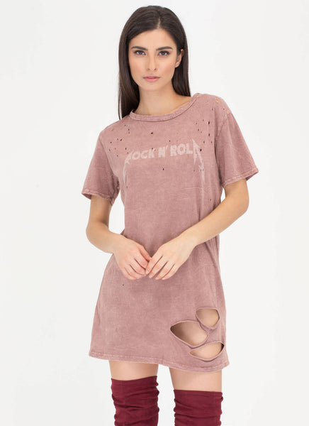 Stage Presence Distressed Tee Dress