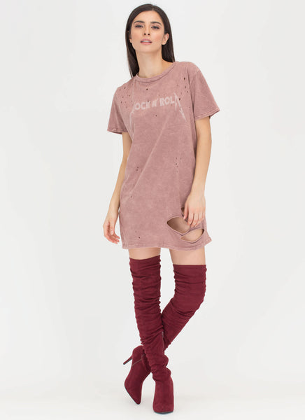 Stage Presence Distressed Tee Dress