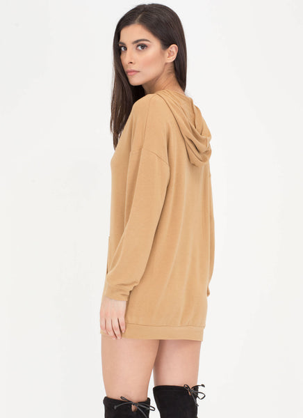 Laid-Back Style V-Neck Sweatshirt Dress