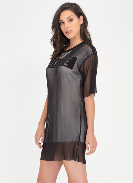 Savage Layered Netted Mesh Shirt Dress