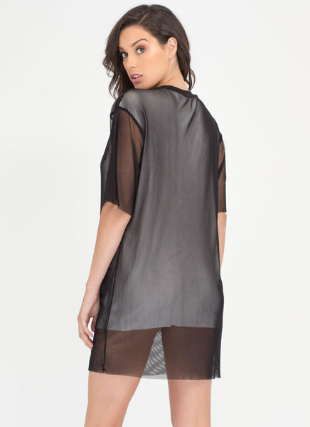 Savage Layered Netted Mesh Shirt Dress